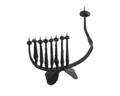David Palombo Brutalist Hand-Forged Iron Hanukkiah Hanukkah Menorah
