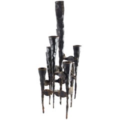 Vintage David Palombo Brutalist Iron Menorah