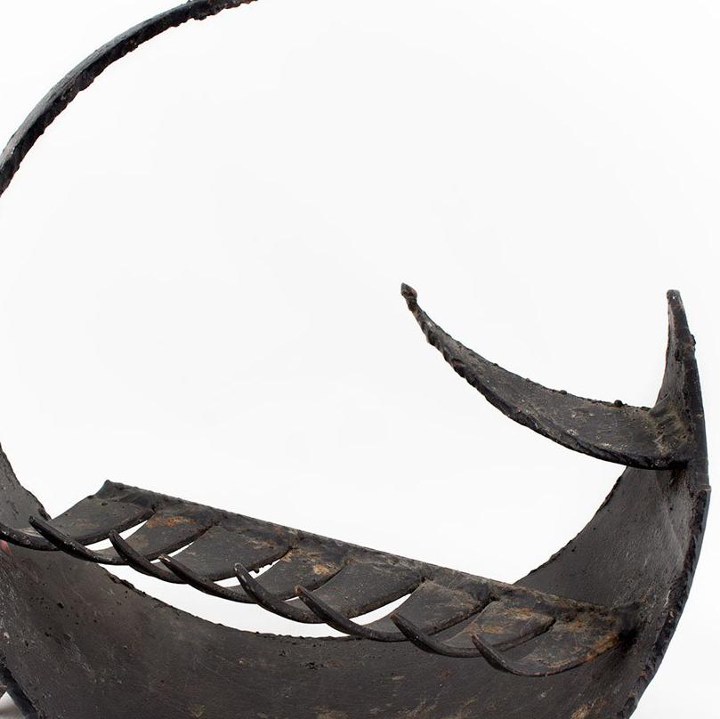 Brutalist Forged Iron Circular Menorah Sculpture Israeli Master David Palombo For Sale 2