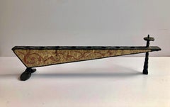 Brutalist Hand Forged Iron Mosaic Sculpture Menorah Israeli David Palombo