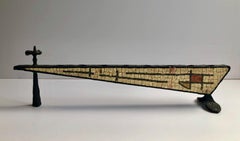 Scultura mosaico brutalista in ferro forgiato a mano Menorah israeliano David Palombo