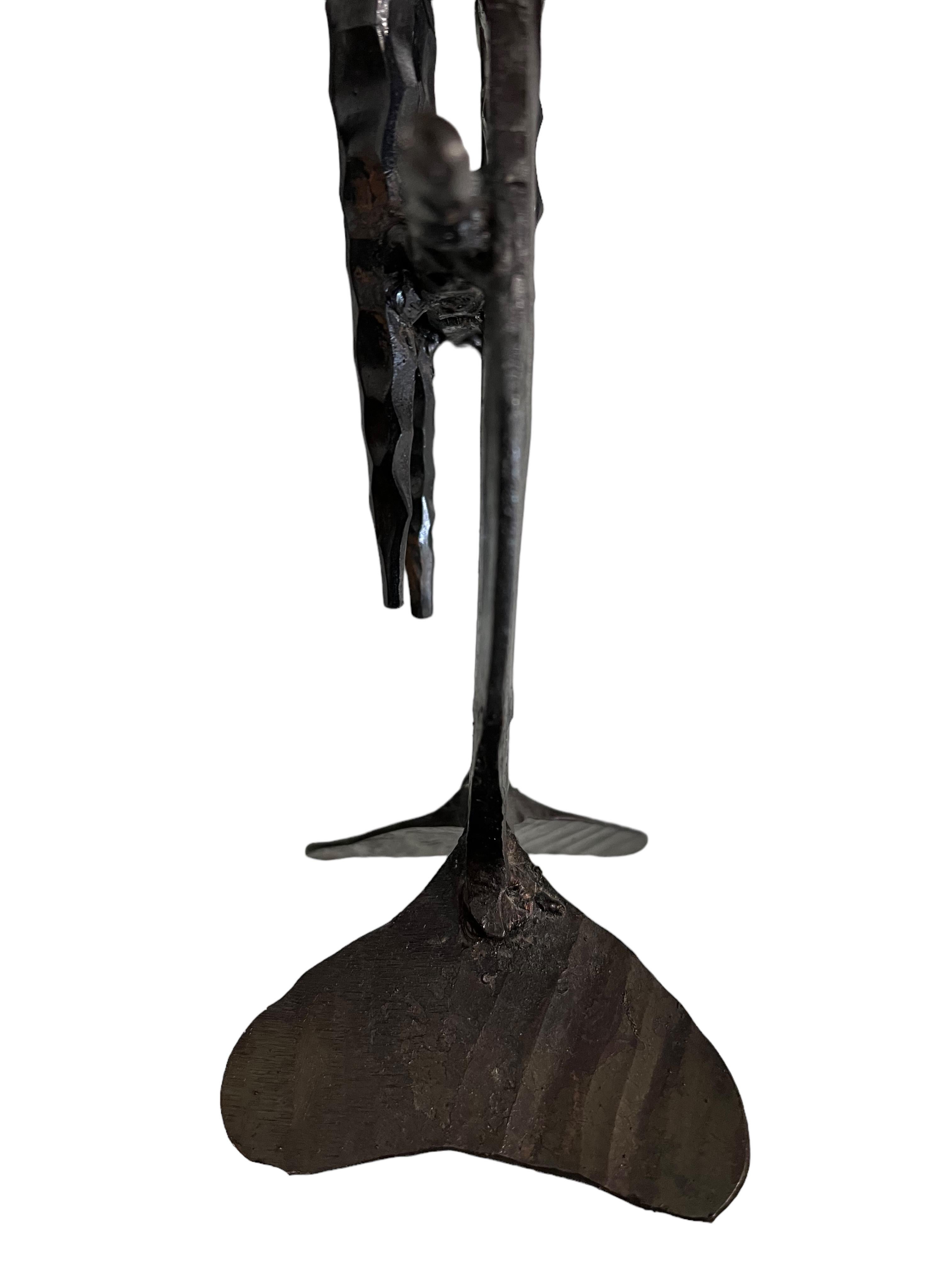 Brutalist Hand Forged Iron Sculpture Candelabra Candle Stick Israeli Art Palombo For Sale 4