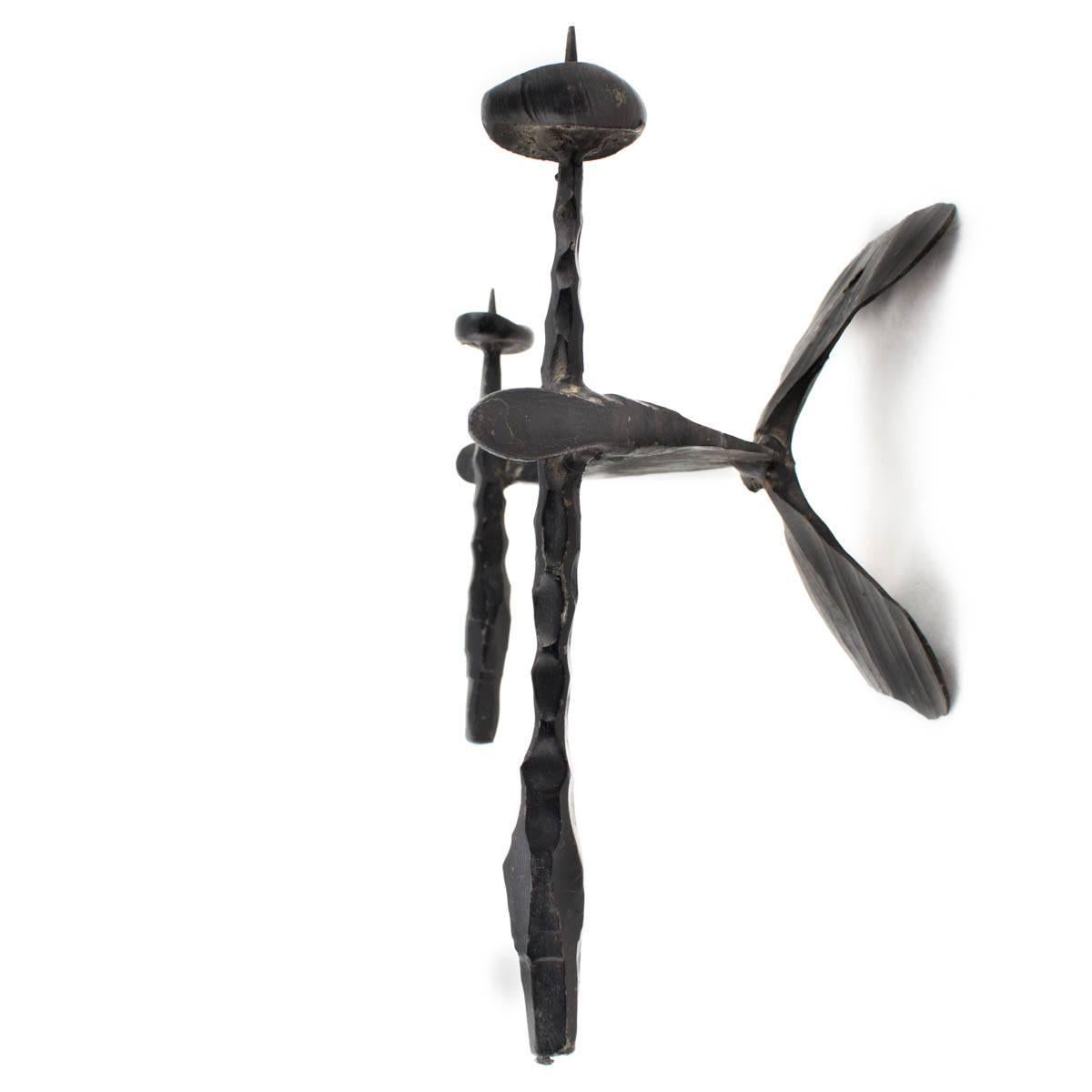 Brutalist Hand Forged Iron Sculpture Wall Sconce Israeli Master David Palombo 1