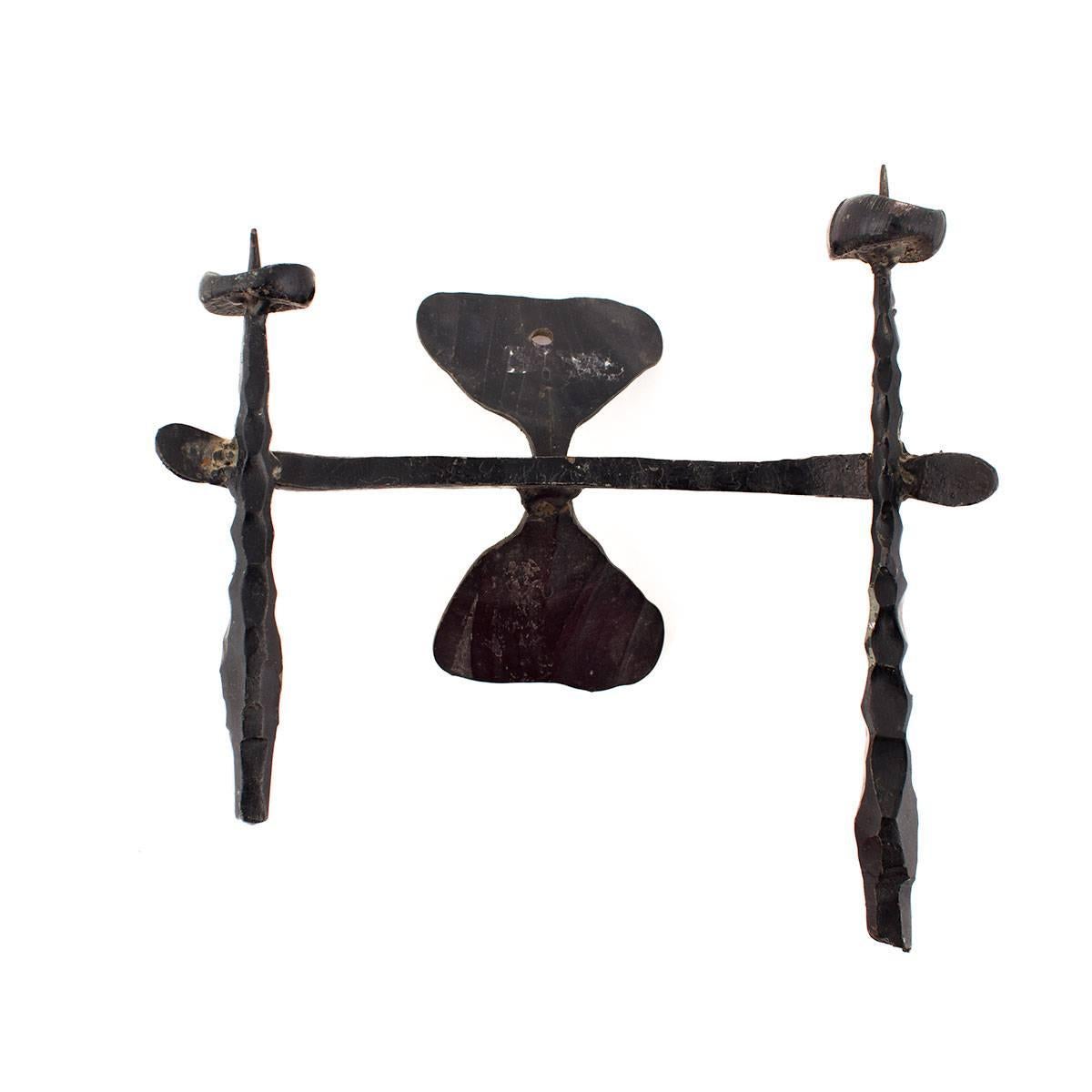 Hand Forged Iron Sconce Candelabra 
Holocaust Memorial Judaic Wall Sconce Sculpture


David Palombo was an Israeli sculptor and painter. He was born in Turkey to a traditional family and immigrated to the Land of Israel with his parents in 1923.