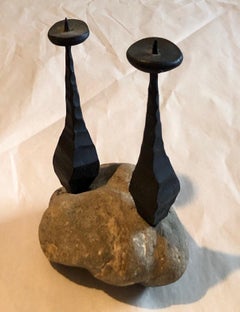 Scultura in ferro brutalista forgiata a mano A. Stone  Israele  Candelieri David Palombo