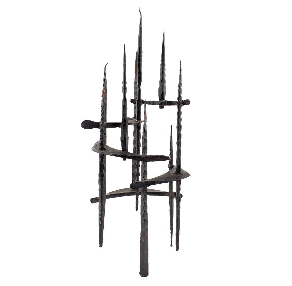 Mid Century Brutalist Iron Sculpture, Israeli Master David Palombo For Sale 3