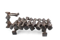 Modernist Hand Forged Iron Mosaic Sculpture Animal Ram Israeli David Palombo