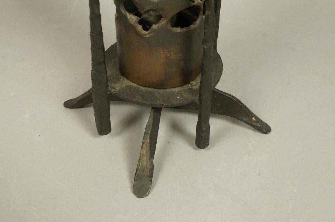 David Palumbo Brutalist Iron Candleholder In Good Condition For Sale In Atlanta, GA