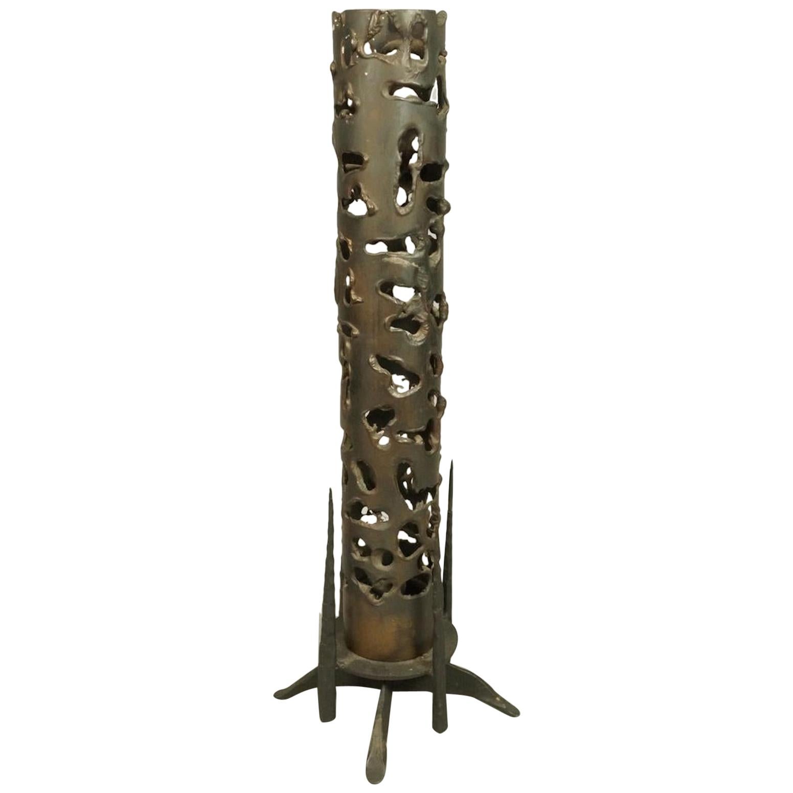 David Palumbo Brutalist Iron Candleholder For Sale