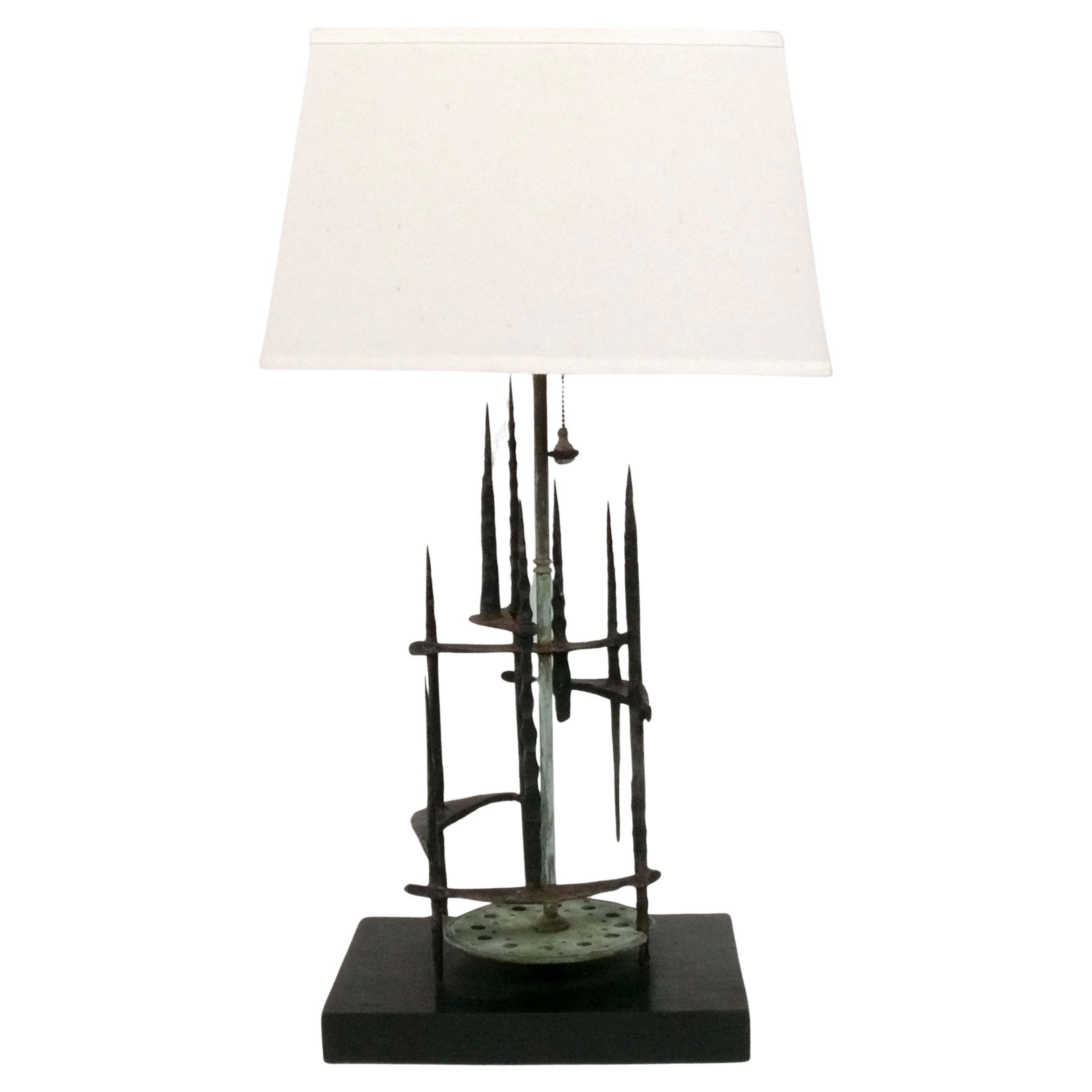 David Palumbo Brutalist Sculptural Iron Lamp For Sale