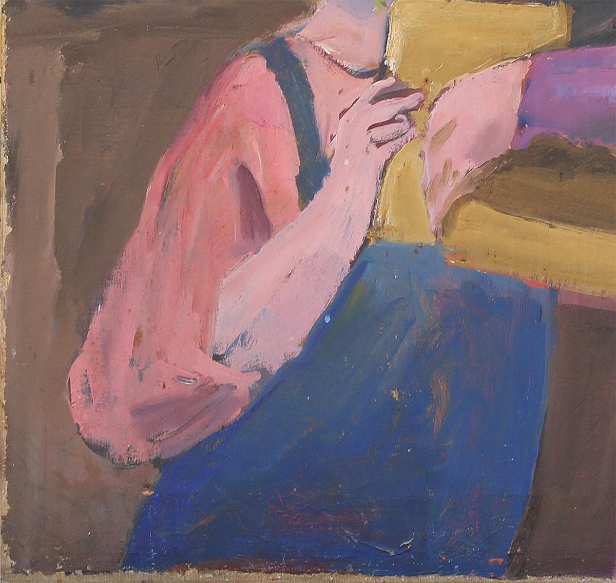 Abstraktes, figuratives Impressionistisches Gemälde zweier Mädchen, David Park zugeschrieben im Angebot 4