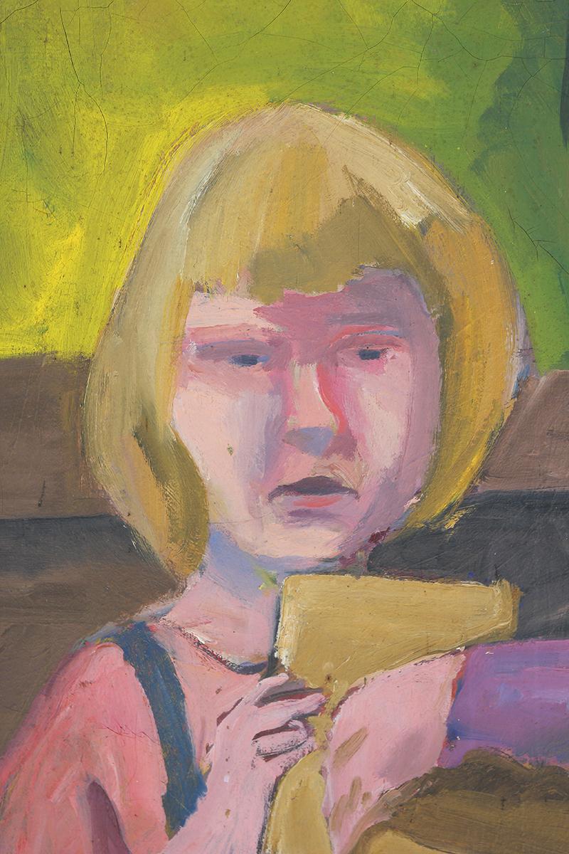 Abstraktes, figuratives Impressionistisches Gemälde zweier Mädchen, David Park zugeschrieben im Angebot 8