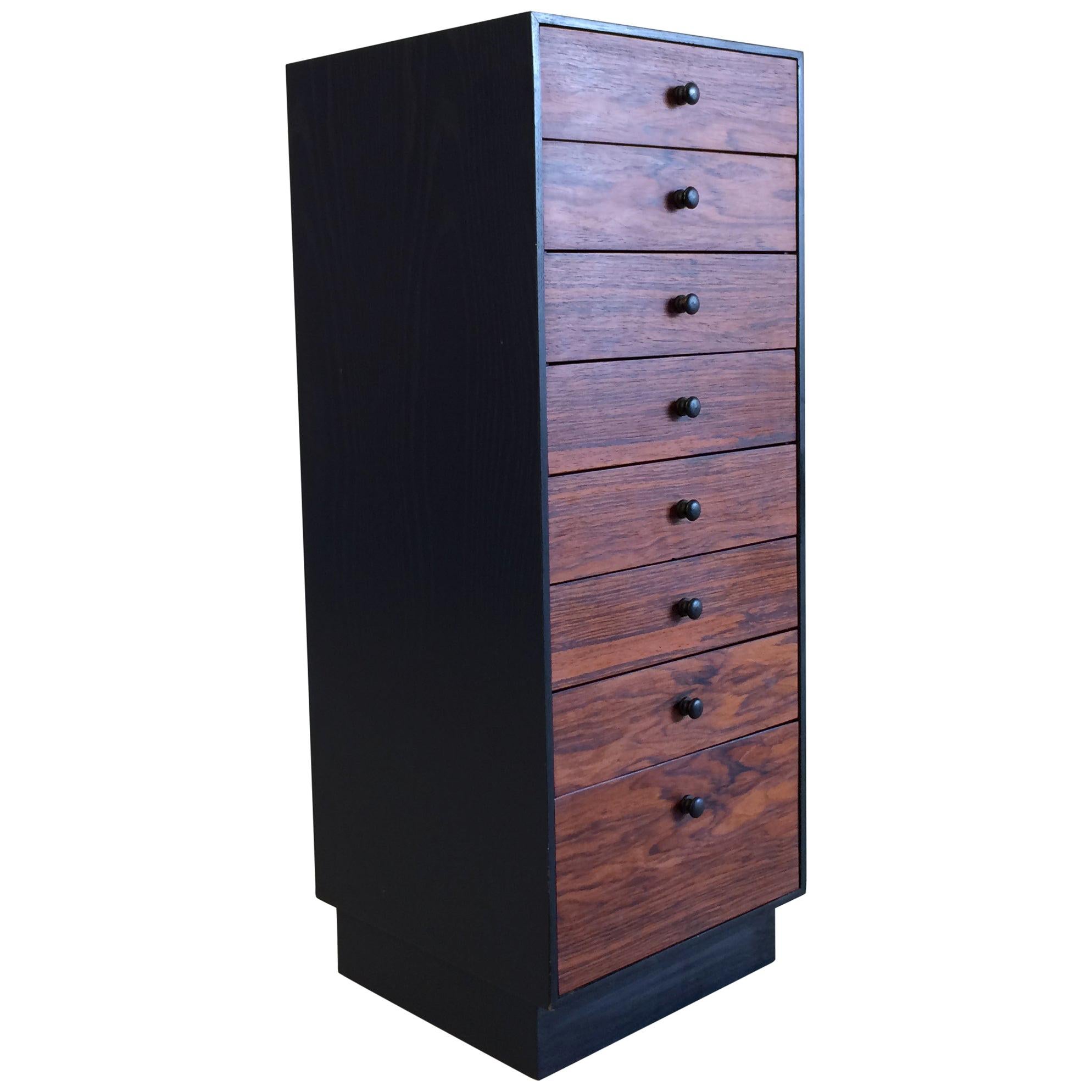 David Parmalee for Founders Eight-Drawer Cabinet Rosewood and Black For Sale