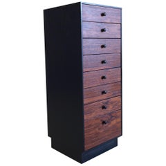 Retro David Parmalee for Founders Eight-Drawer Cabinet Rosewood and Black