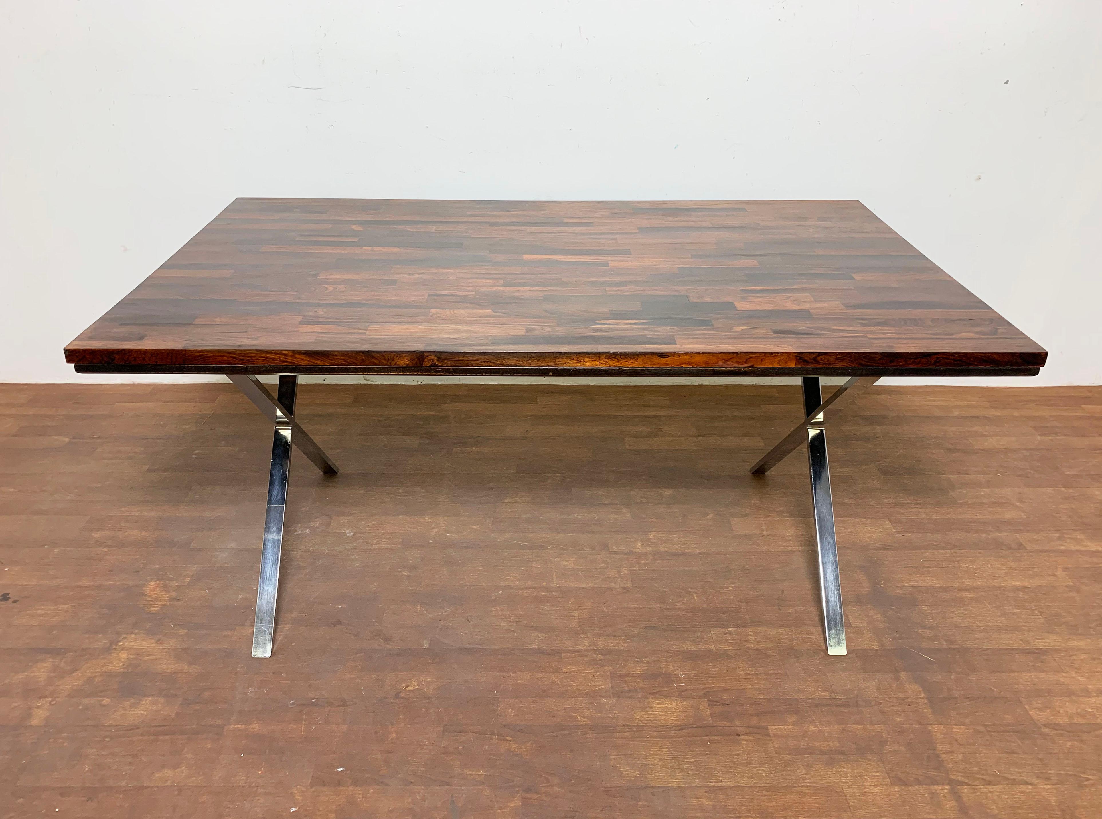 American David Parmelee for Founders Staved Rosewood X-Form Desk or Table, Circa 1970s For Sale