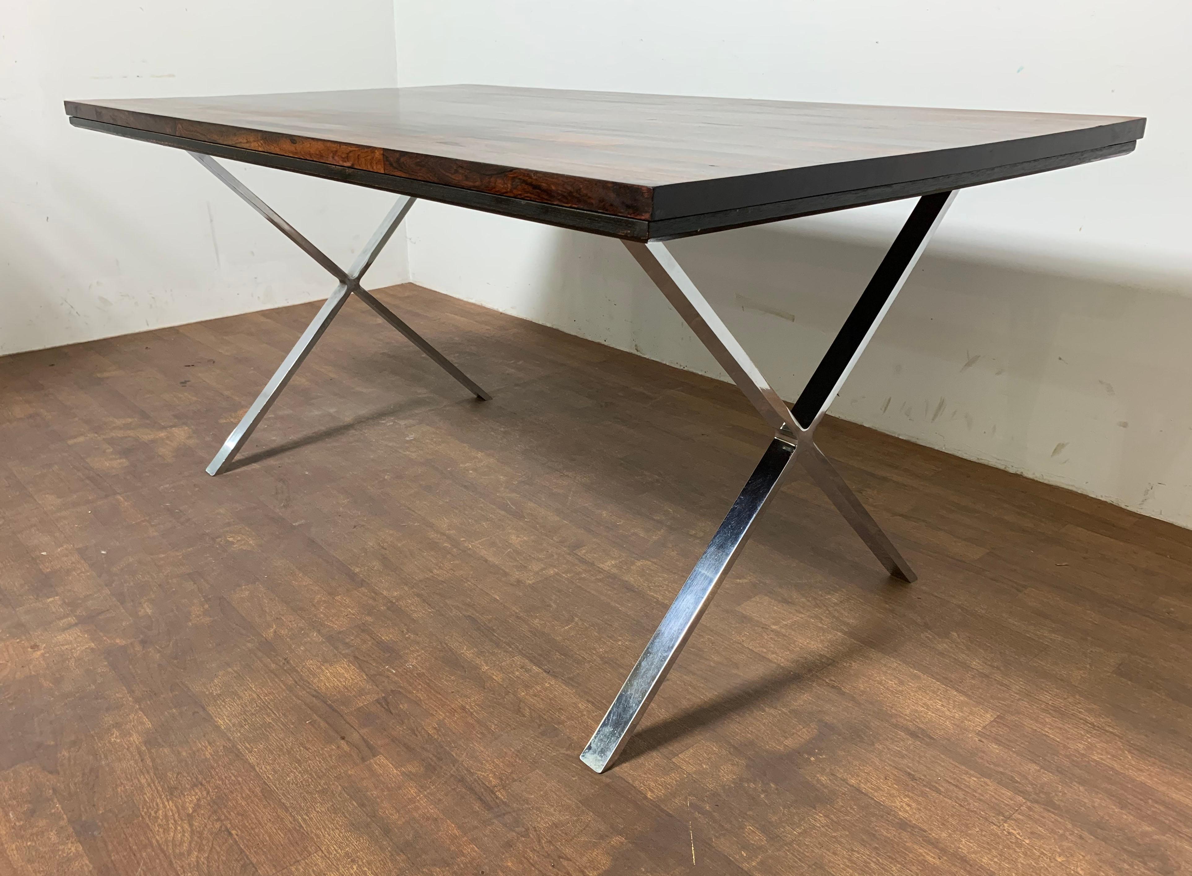David Parmelee for Founders Staved Rosewood X-Form Desk or Table, Circa 1970s In Good Condition For Sale In Peabody, MA