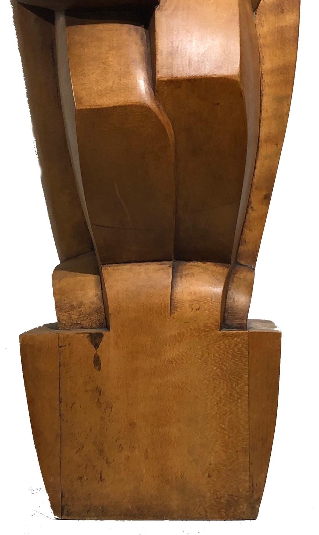 Mid-20th Century David Parsons, Lovers,  American Cubist Art Deco Carved Wood Sculpture, 1939