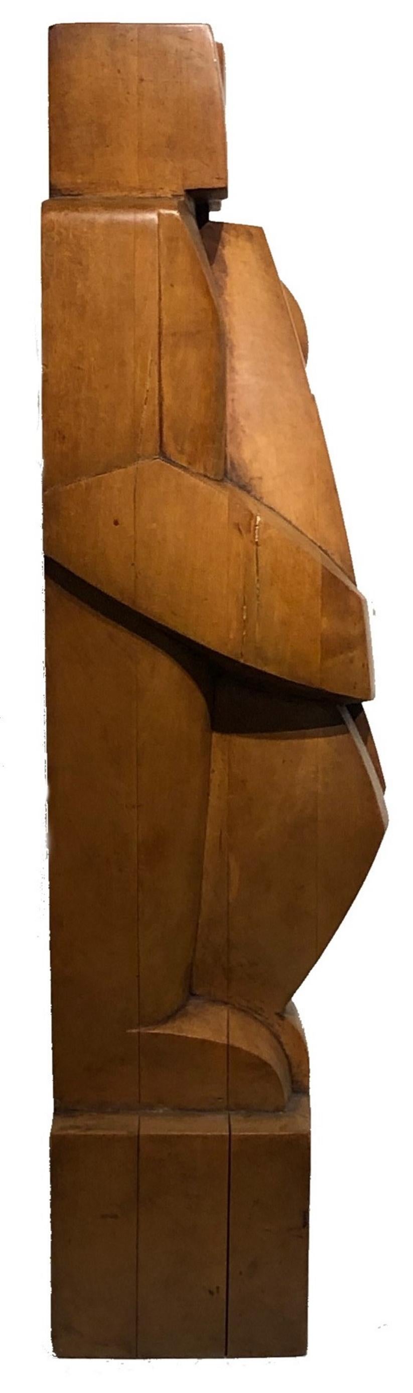 David Parsons, Lovers,  American Cubist Art Deco Carved Wood Sculpture, 1939 1