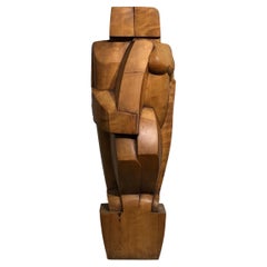 David Parsons, Lovers,  American Cubist Art Deco Carved Wood Sculpture, 1939