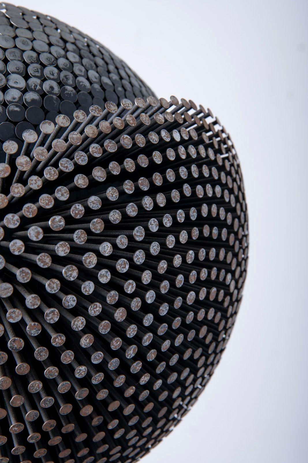 Canadian David Partridge Omnidirectional Brutalist Nail Sculpture on Illuminated Pedestal For Sale