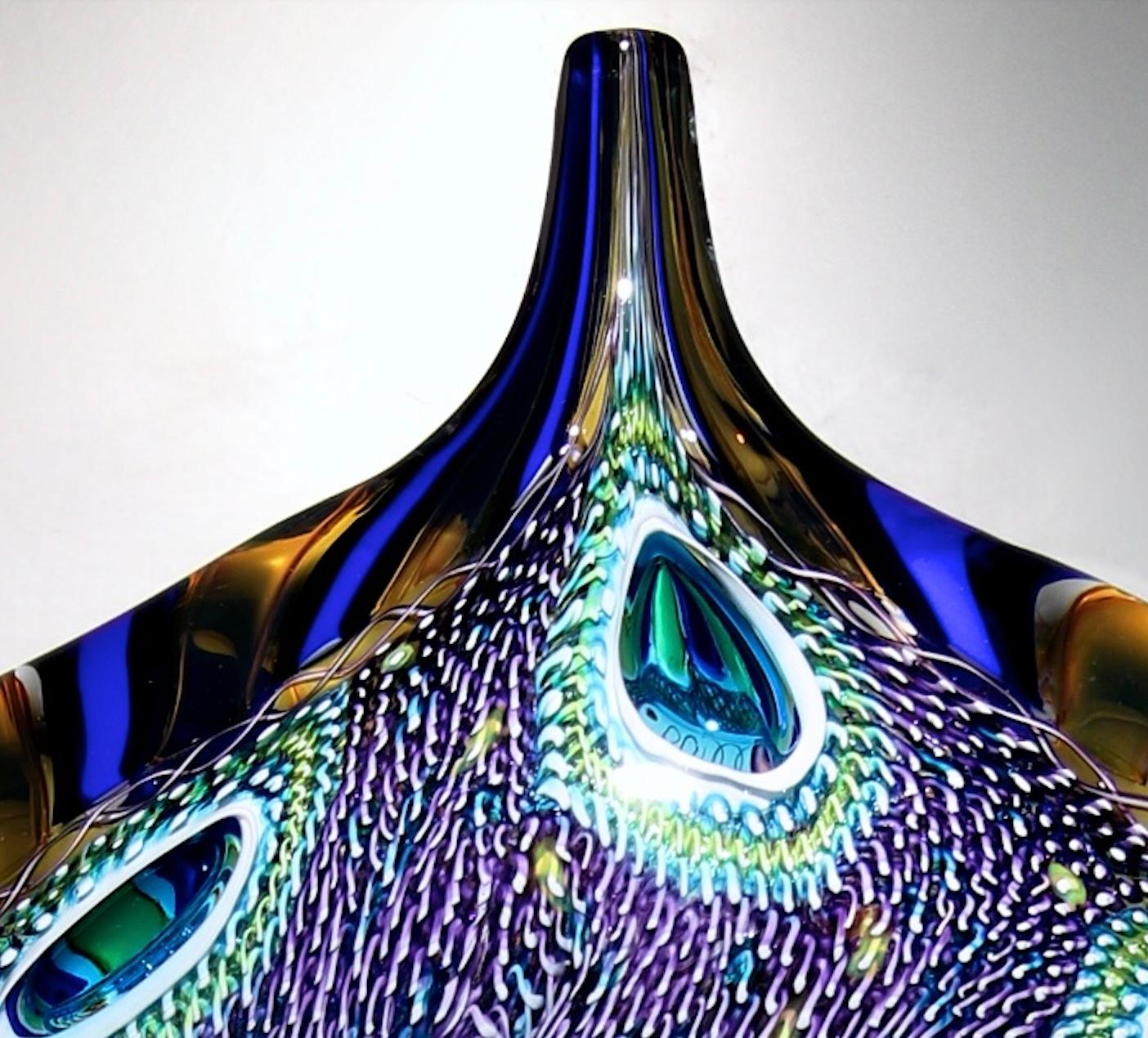 Cerulean/Gold Ellipse 7335 - Sculpture by David Patchen