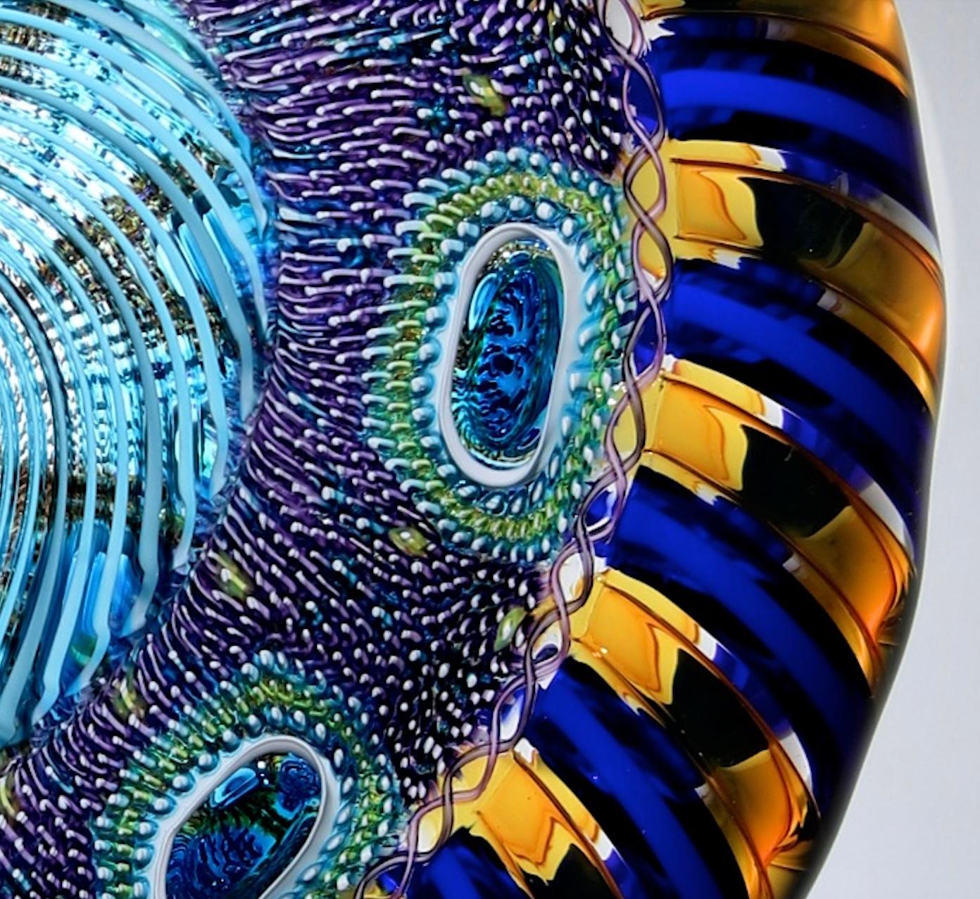 Cerulean/Gold Ellipse 7335 - Gray Abstract Sculpture by David Patchen