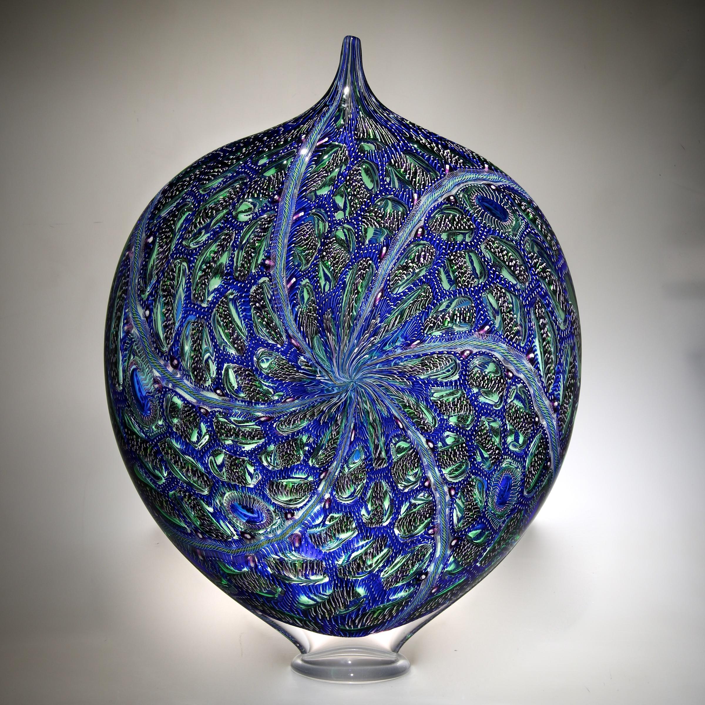 David Patchen Abstract Sculpture - Cerulean & Lime Ellipse 5473