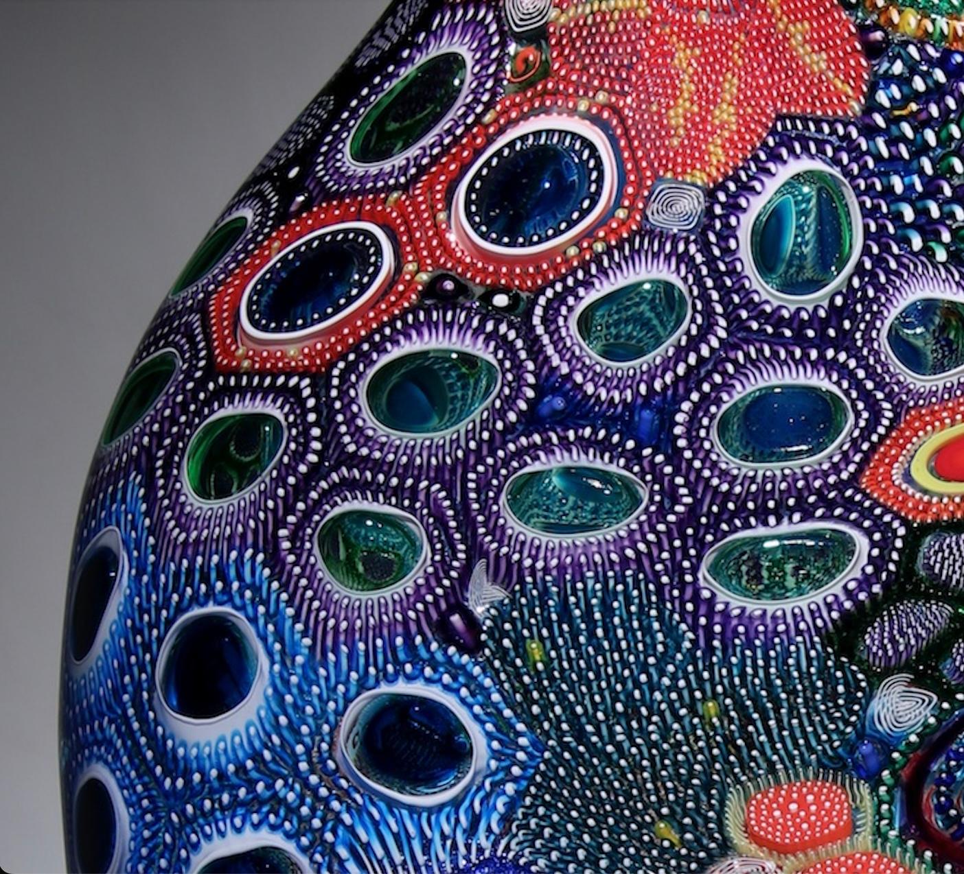David Patchen creates vivid and luminous glass works using the time-honored techniques of cane and murrine glass blowing, originally discovered in the glass blowing studios of Venice. Patchen studied in the Public Glass studio in San Francisco under