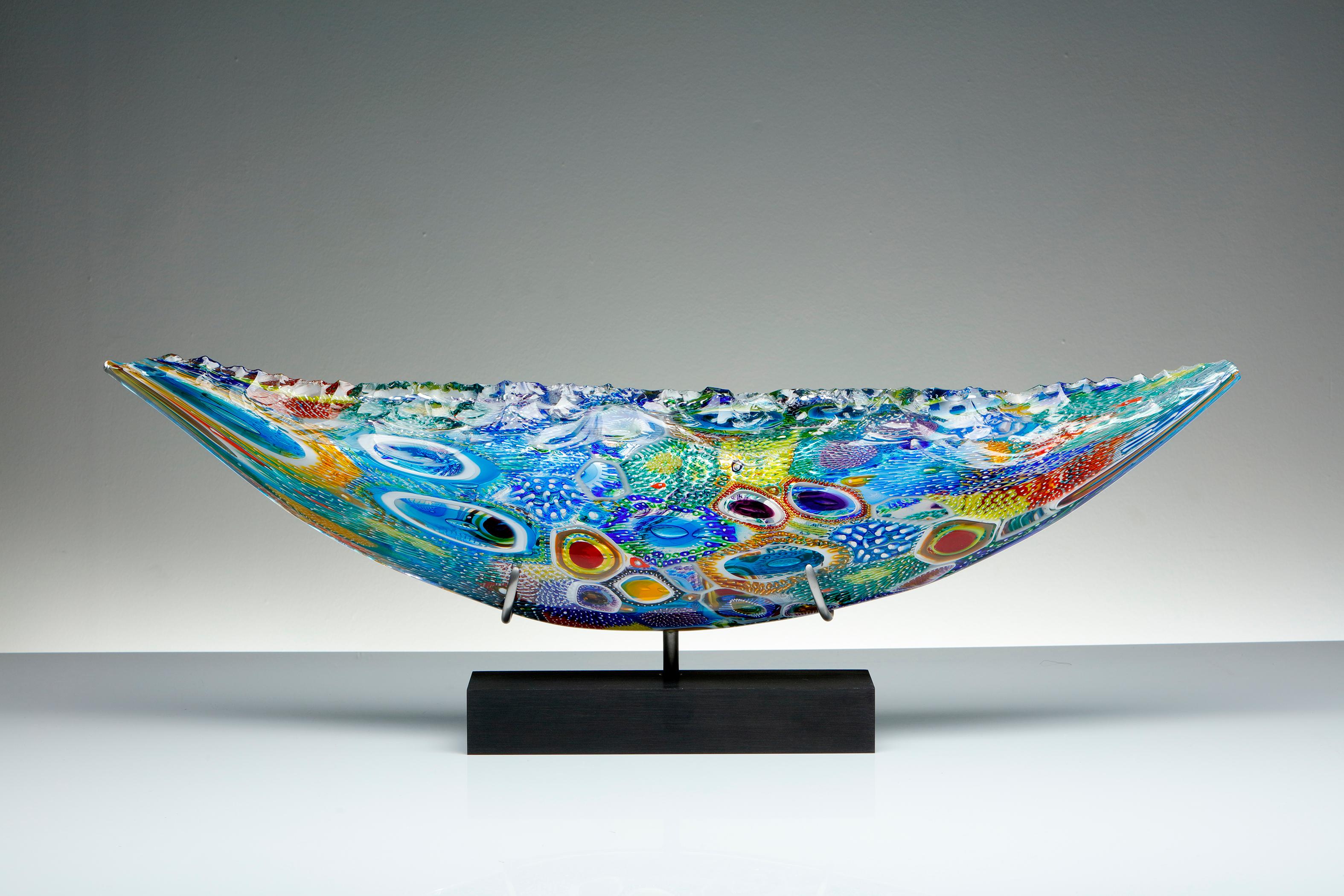 David Patchen Abstract Sculpture - 	 Mixed Murrine Quillon 9664- Collaboration with James Devereux
