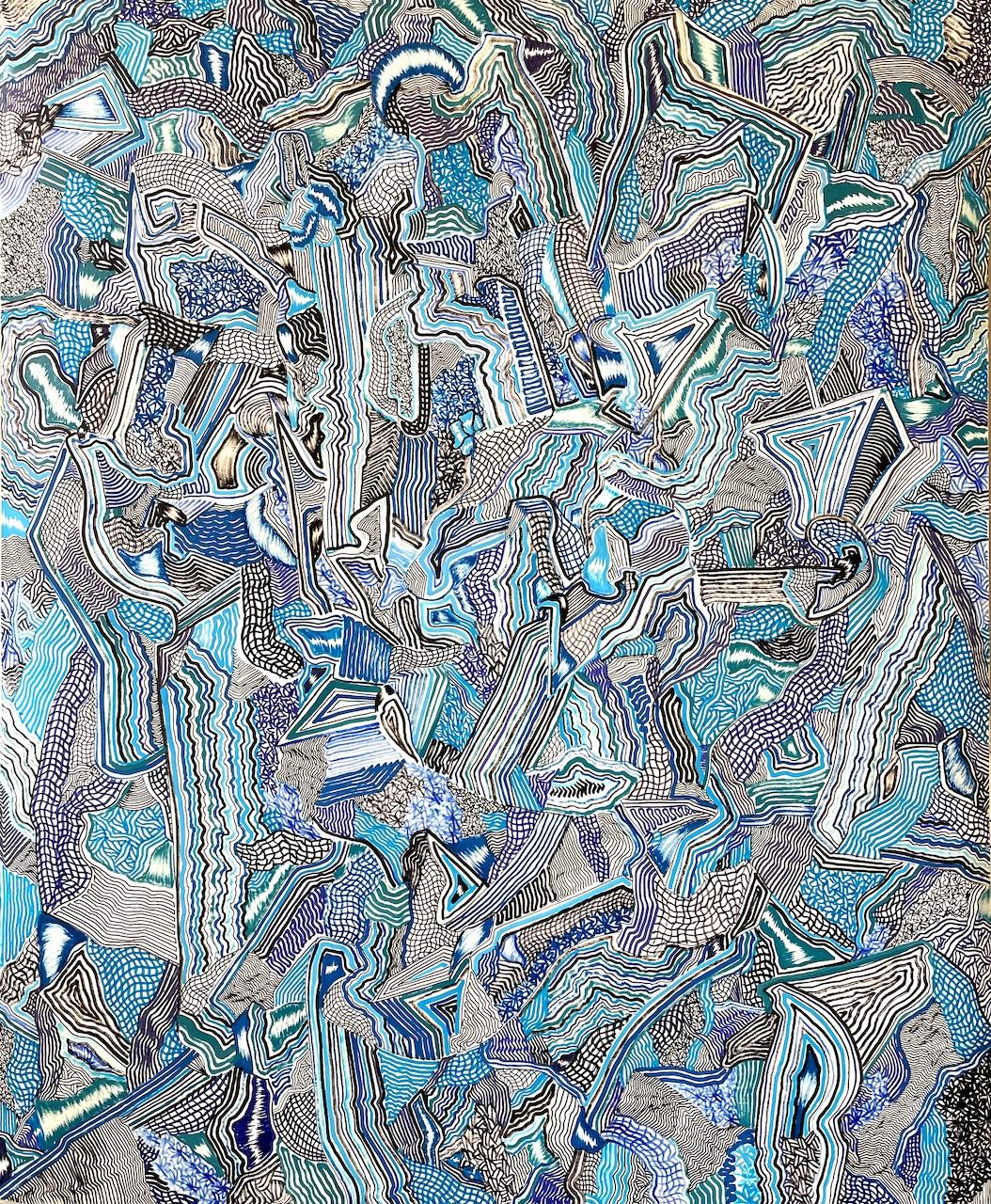Inchiostro su carta +  cornice vintage
Incorniciato 36 x 30 x 2 pollici

David Paul Kaye è un artista contemporaneo americano nato nel 1982 che vive e lavora a New York, negli Stati Uniti. Concentrandosi su linee vibranti e composizioni intricate,