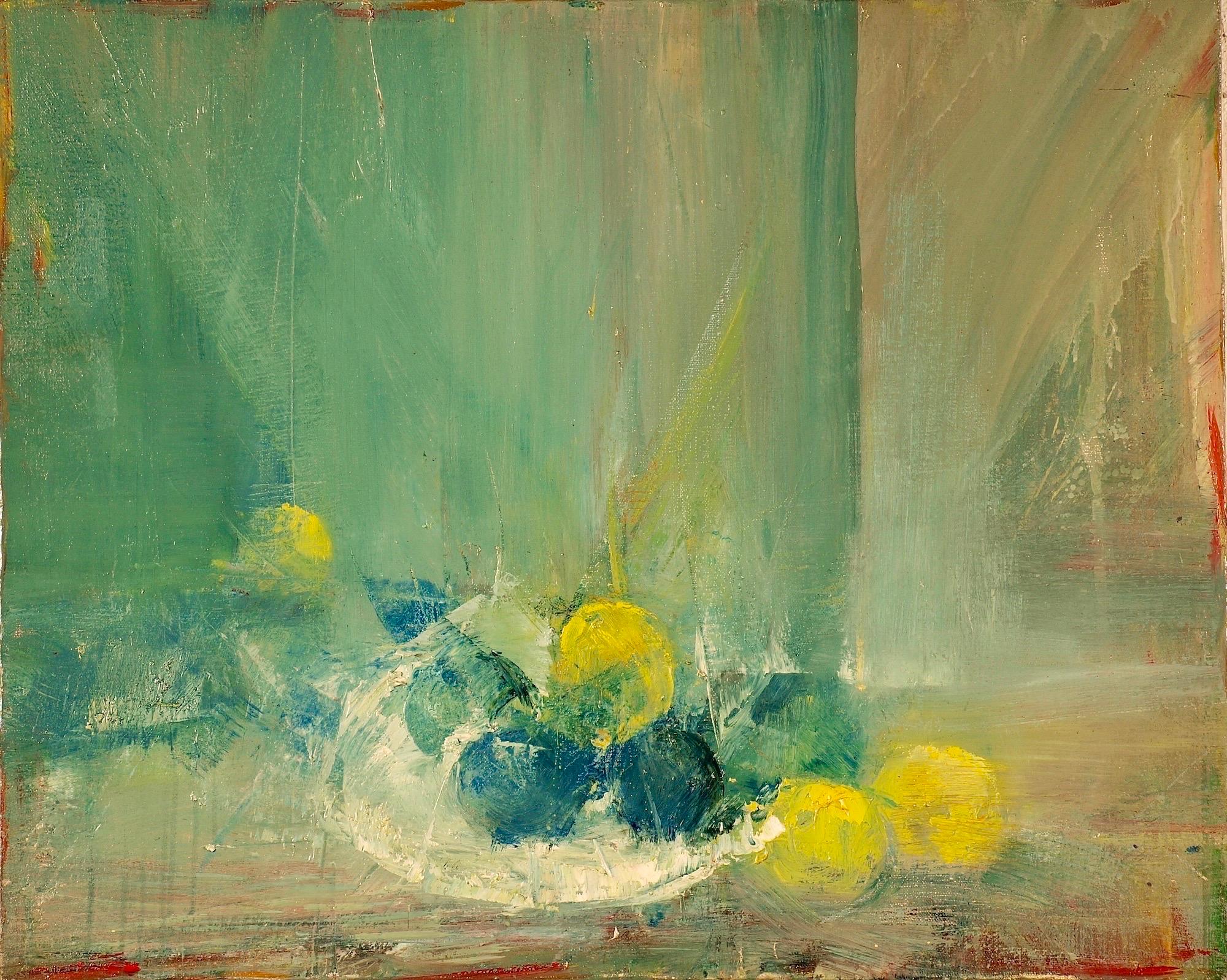 Still-Life Painting di David Paulson - Natura morta con prugne e limoni