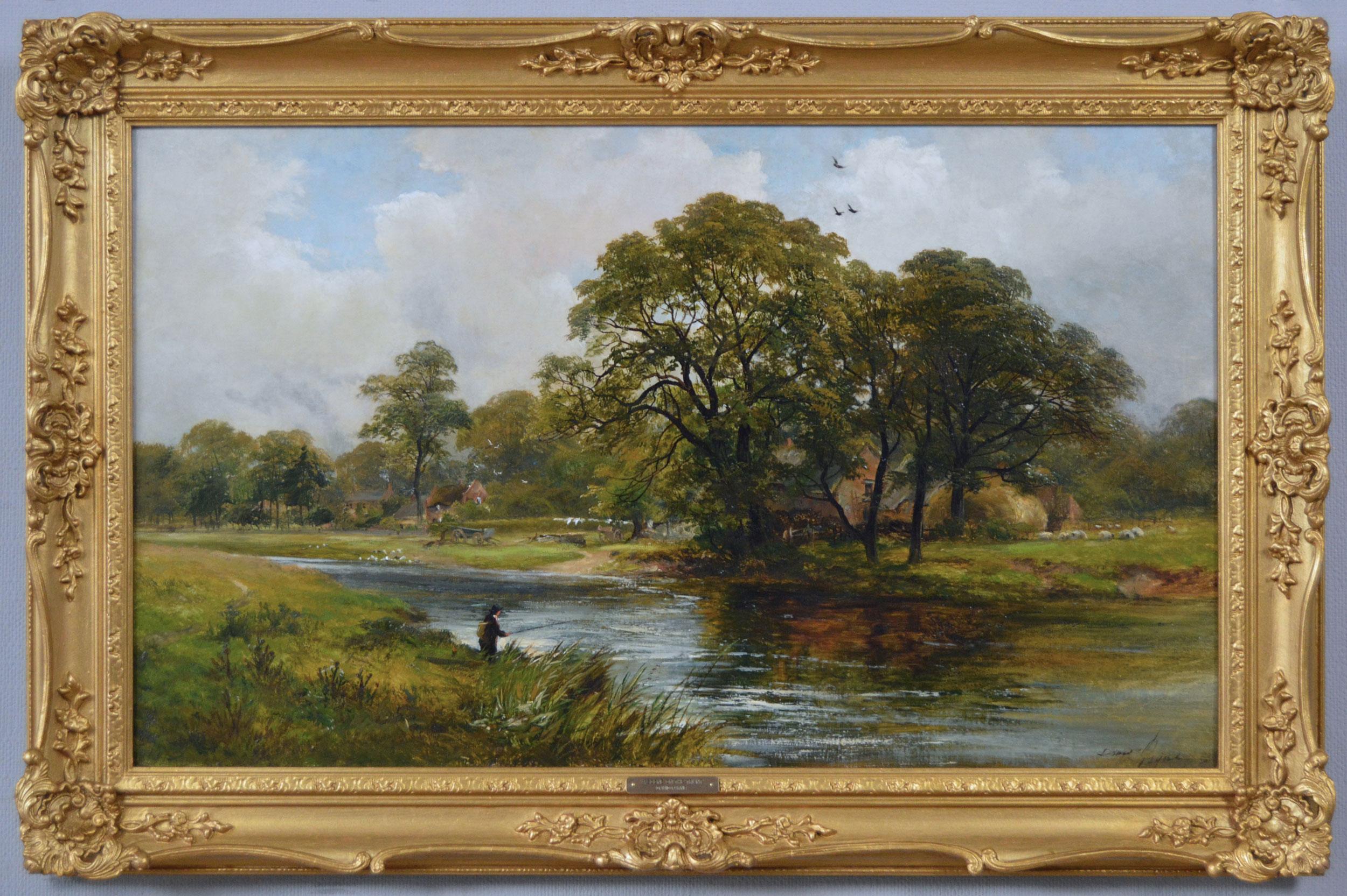 David Payne Landscape Painting - 19th Century landscape oil painting of the river Trent