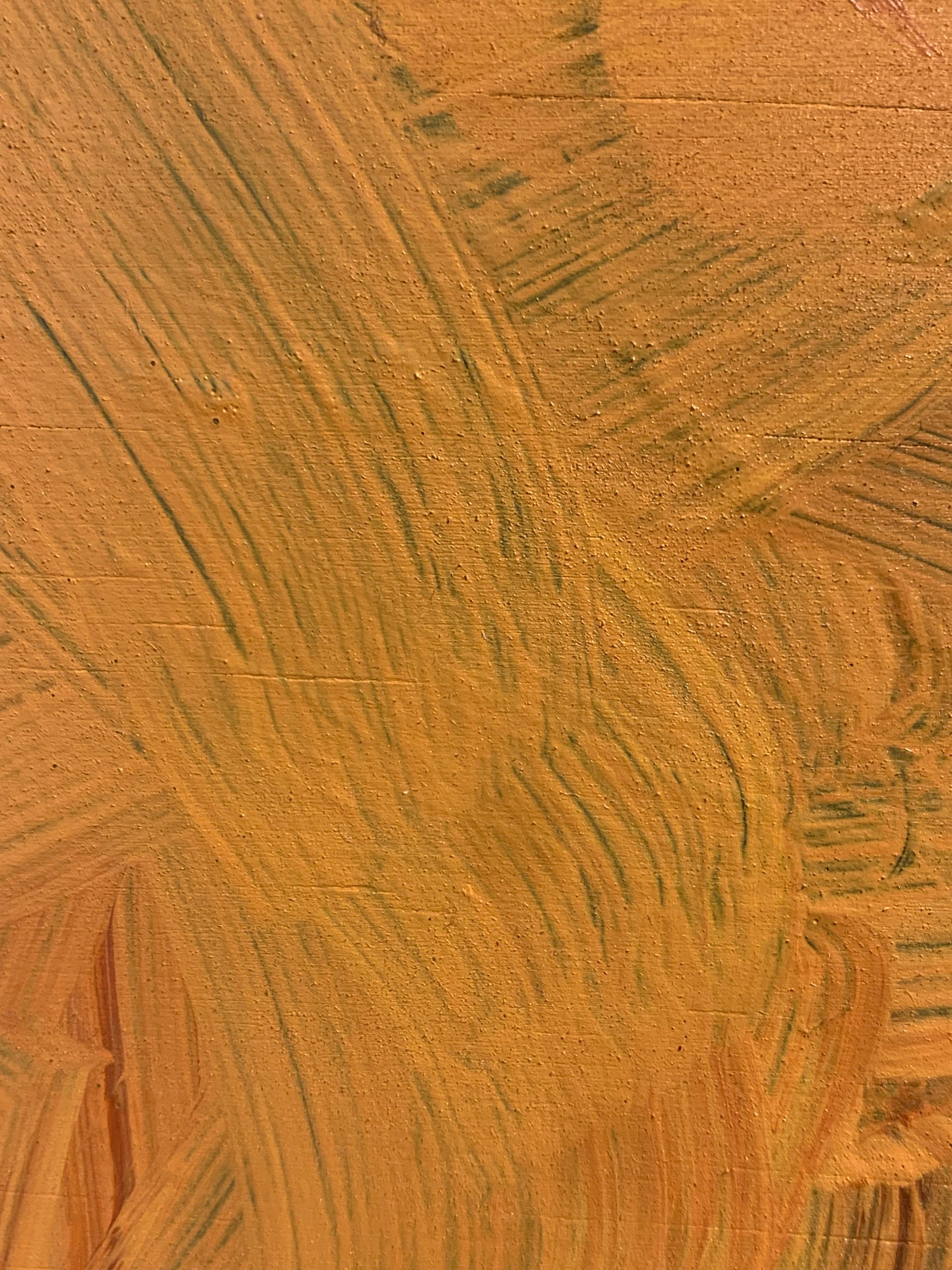 Hojas de Banksia - Pintura acrílica contemporánea de naturaleza muerta naranja de planta en maceta en venta 1
