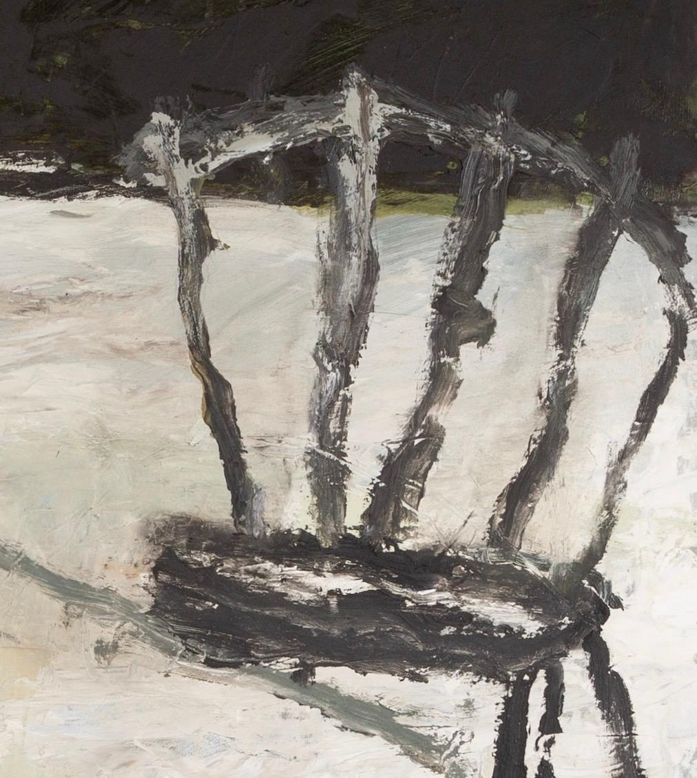 La silla del abuelo, acrílico sobre lienzo, pintura contemporánea de naturaleza muerta, 2016 - Figurative Painting Beige de David Pearce