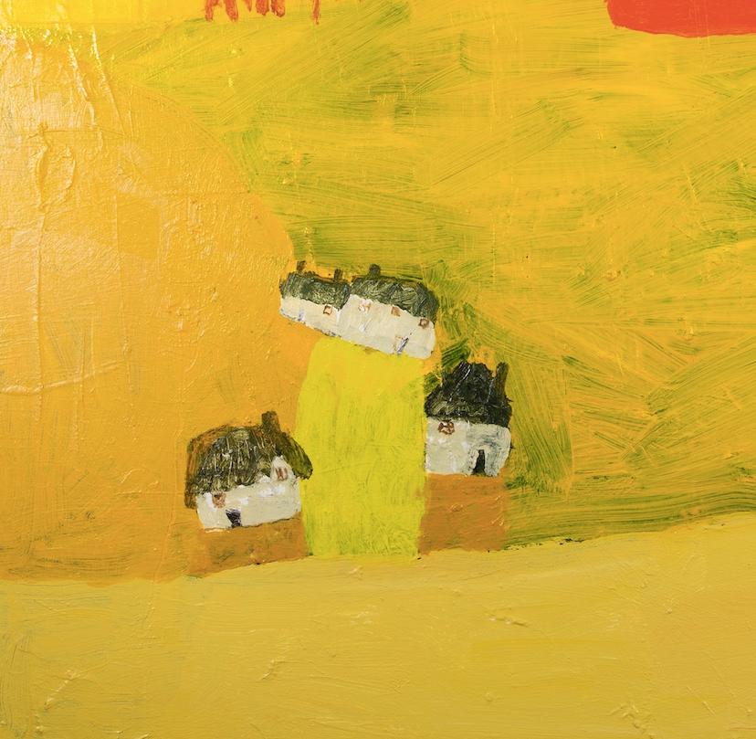 Hamlet, 2024 - Pintura acrílica de paisaje contemporáneo en amarillo y naranja en venta 1