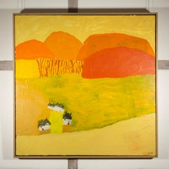 Hamlet, 2024 - Pintura acrílica de paisaje contemporáneo en amarillo y naranja