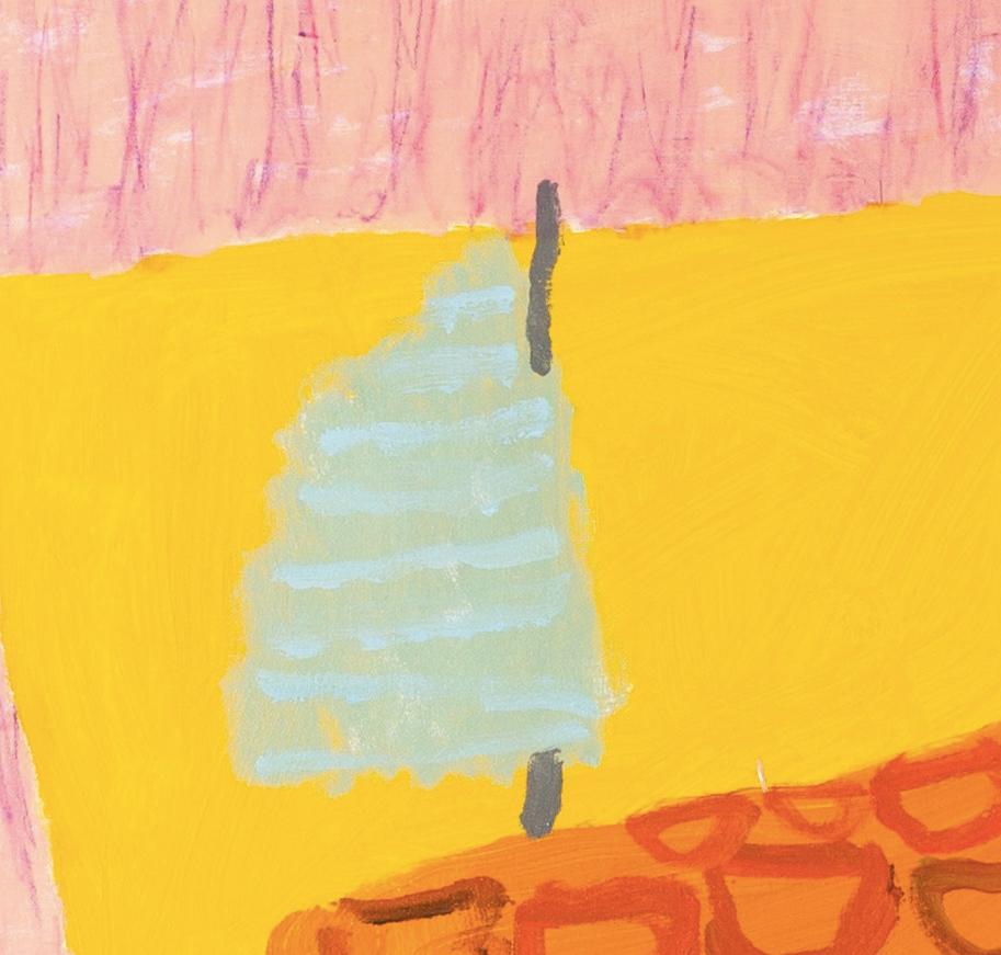 Barco grande, 2024 - Pintura acrílica paisaje marino de colores brillantes, amarillo + naranja 2