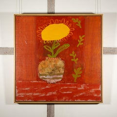 Girasole, 2024 - Pittura acrilica contemporanea di natura morta con fiore rosso