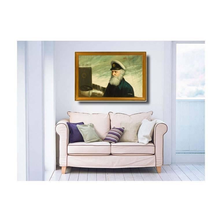 David Pelban (1932-2004) - 20th Century American Oil, Portrait of a Captain - Brown Portrait Painting by David Pelbam