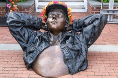 "Pastoral Dreamer" 2X LifeSize, boy relaxing with his hands behind his head