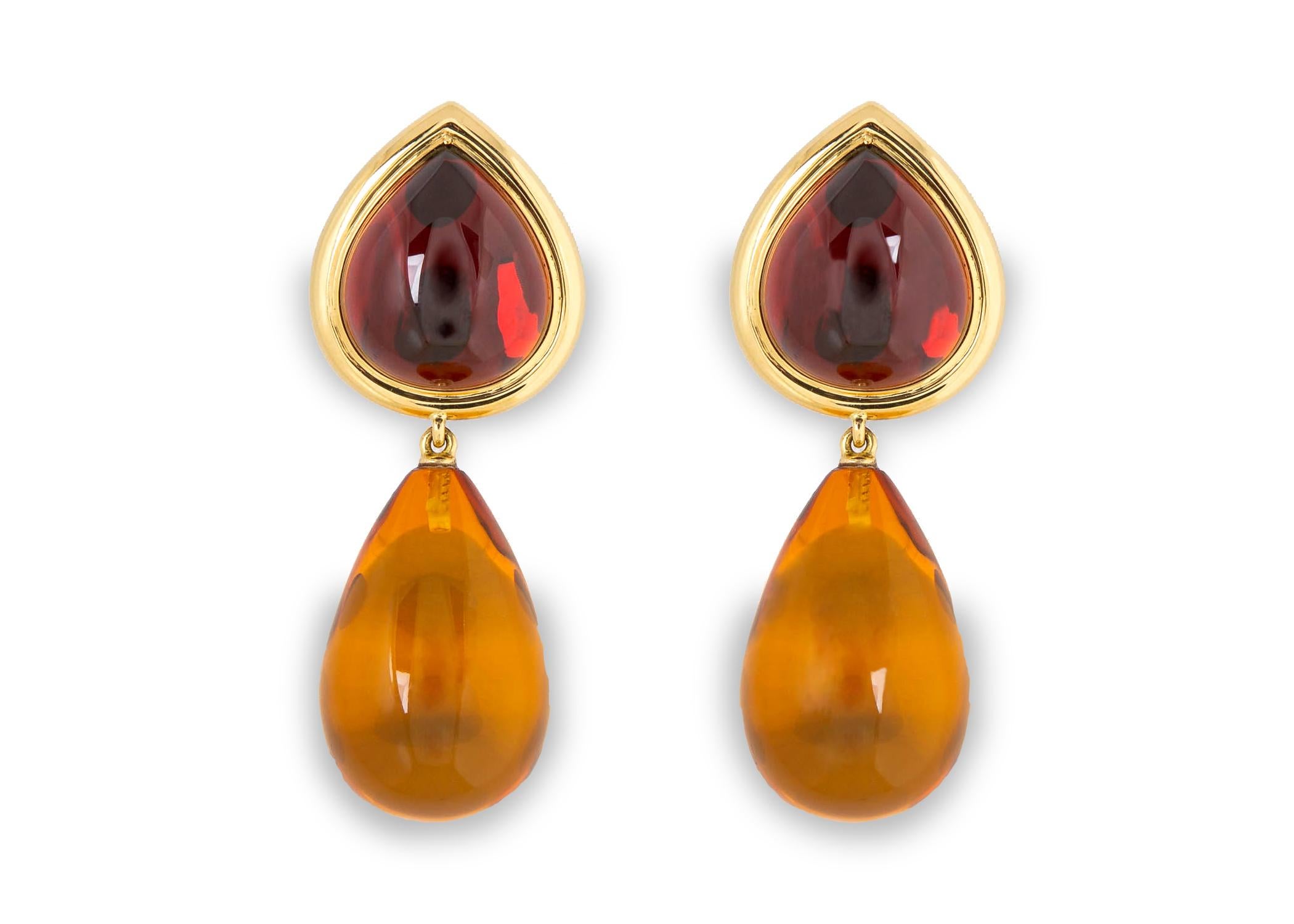 gold amber earrings