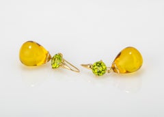 David Precious Gems Peridot and Amber Earrings