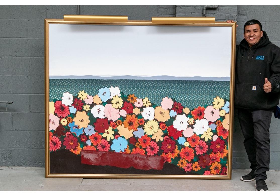 David Prentice (UK, 1936-2014) Massive Oil And Acrylic On Canvas, Modernist Flor For Sale 7
