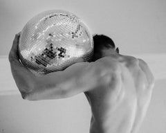Vintage Disco Atlas (Disco Ball, Black & White, Atlas, Male Figure, Shiny, Gym, Workout)