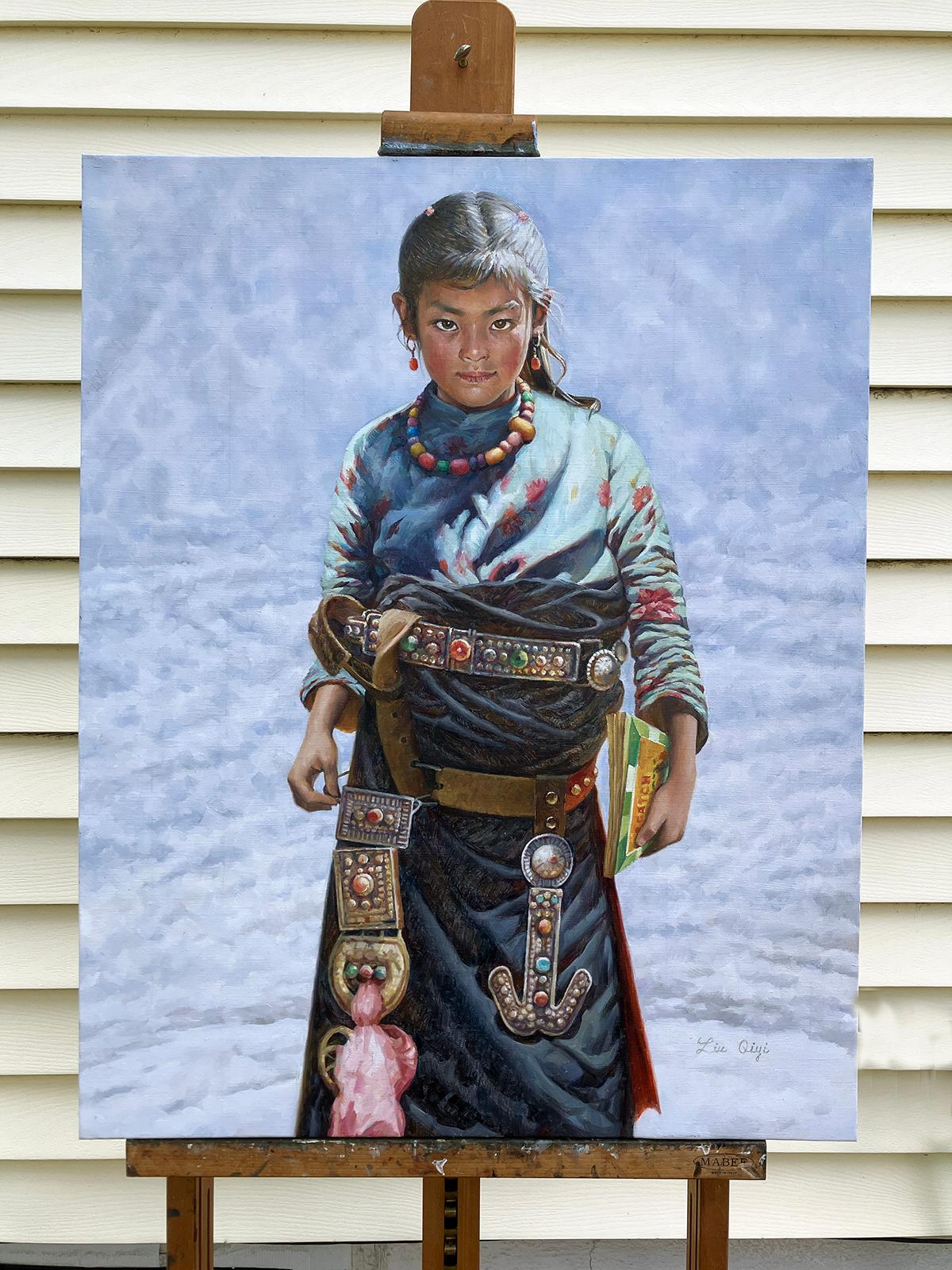 <p>Artist Comments<br>A young Tibetan girl on her way to school symbolizes the start of a new semester and a new life. The sun overhead casts shadows on her form, revealing the texture of her traditional clothing and the vividness of her ornaments.