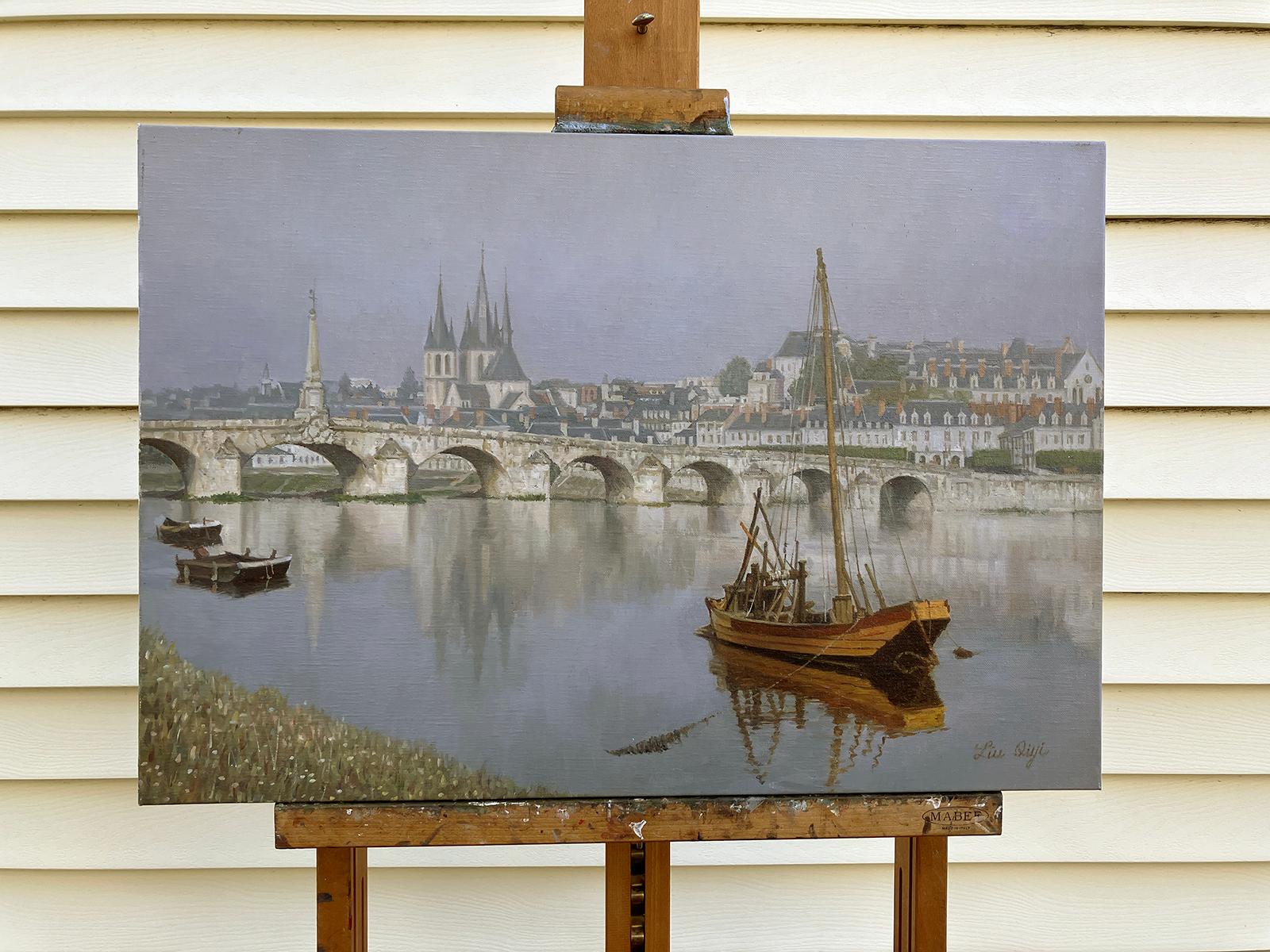 Riverside in the Morning Mist, Ölgemälde (Realismus), Painting, von David Qiyi  Liu