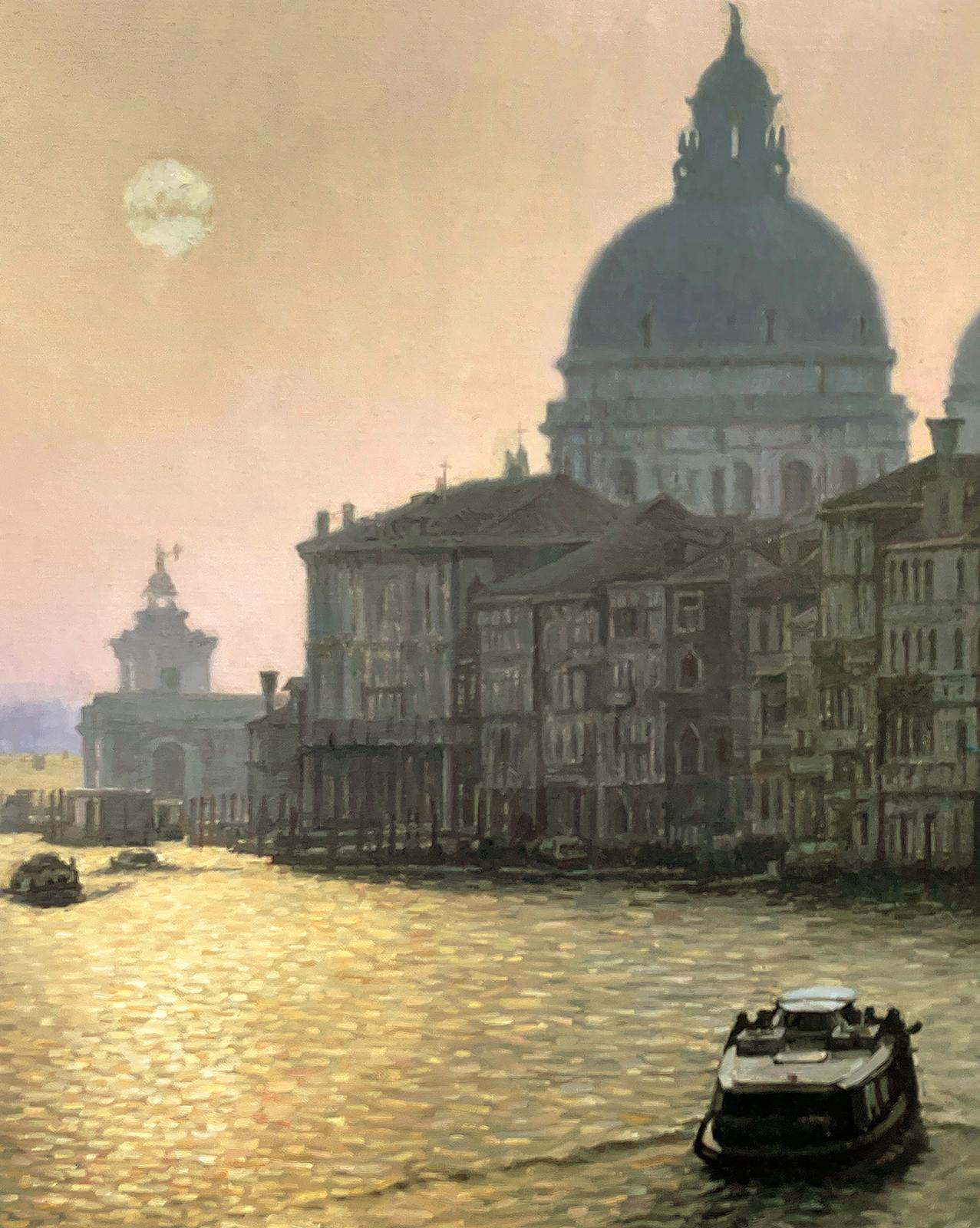 Der Morgen in Venedig, Ölgemälde (Beige), Interior Painting, von David Qiyi  Liu