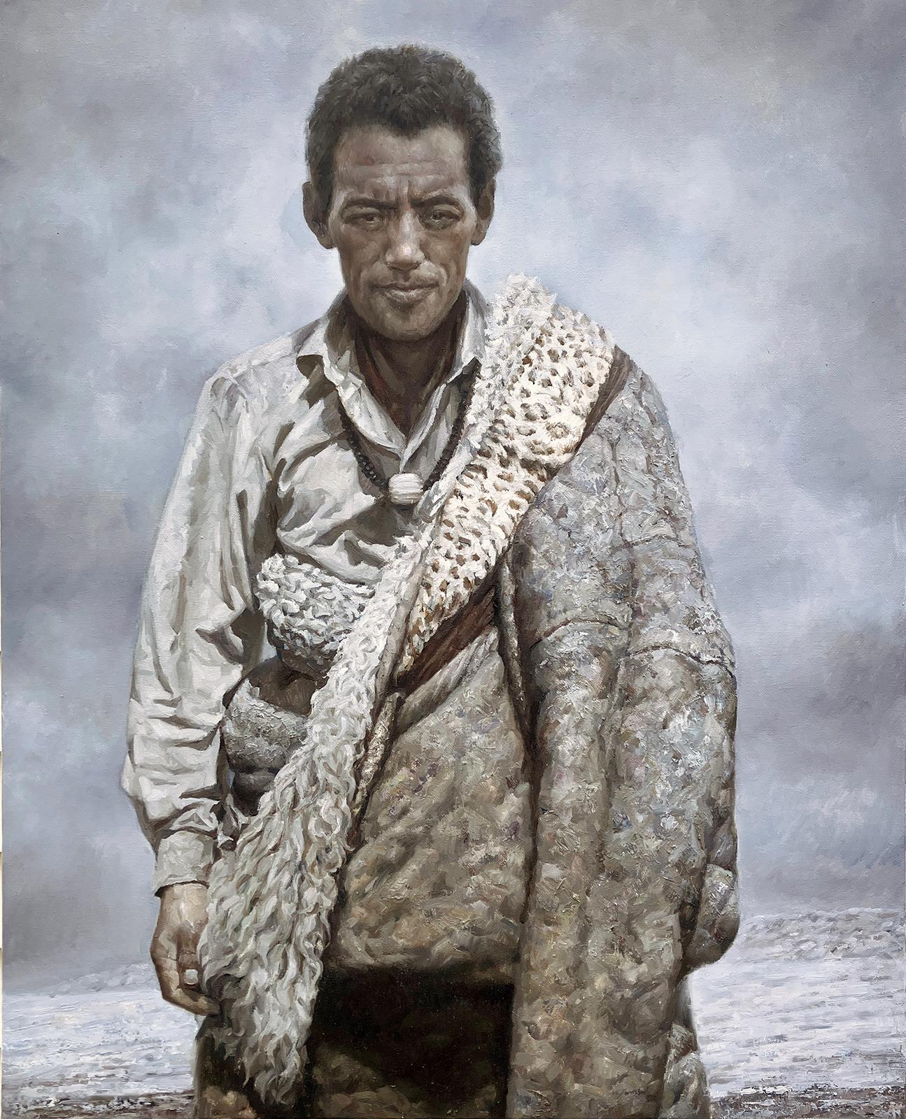 David Qiyi  Liu Figurative Painting - The Sentinel of the Plateau, Oil Painting