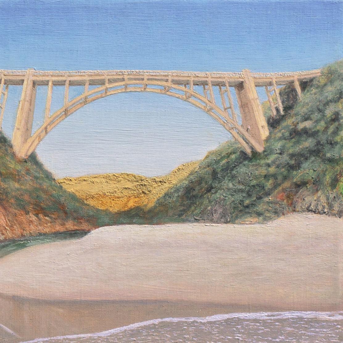 'Bixby Bridge, Big Surreal #1', Santa Cruz, Big Sur, California Hwy 1, Carmel - Gray Landscape Painting by David R. A. Watson