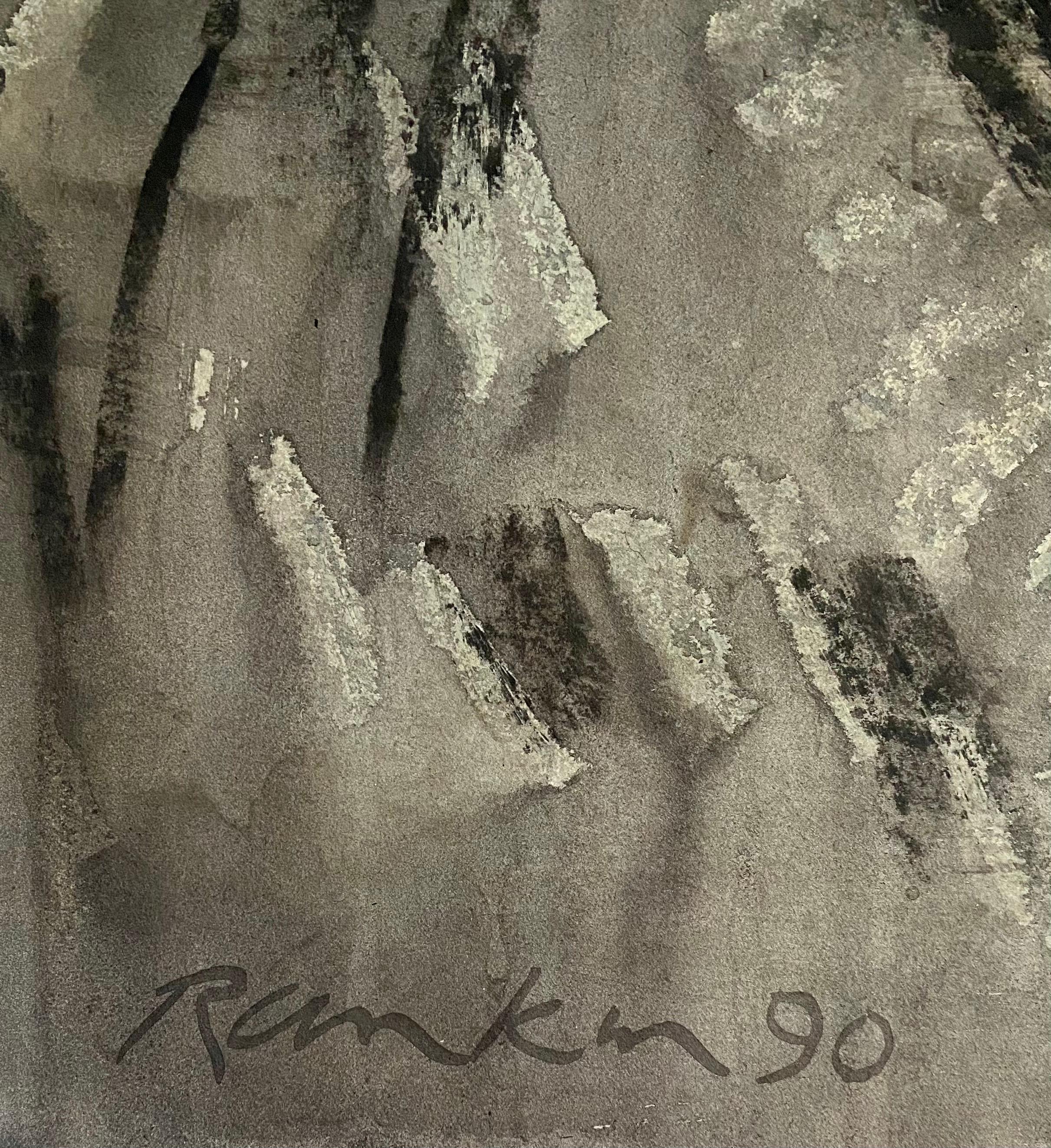 Pintura al gouache expresionista abstracta australiana Carboncillo sobre papel perfilado - Painting Expresionismo abstracto de David Rankin